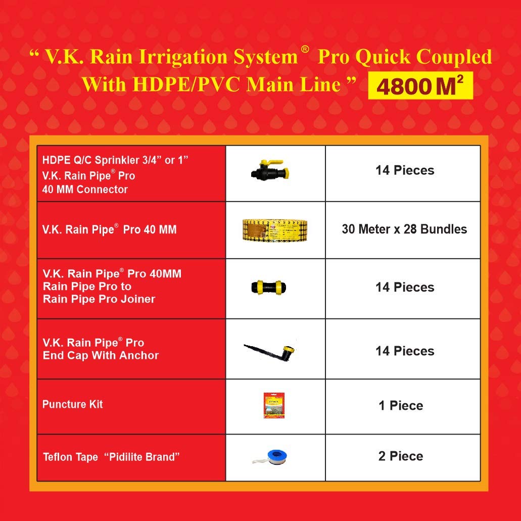 V.K. Rain Irrigation System PRO Compatible with HDPE Sprinkler Quick Coupled - 25 MM
